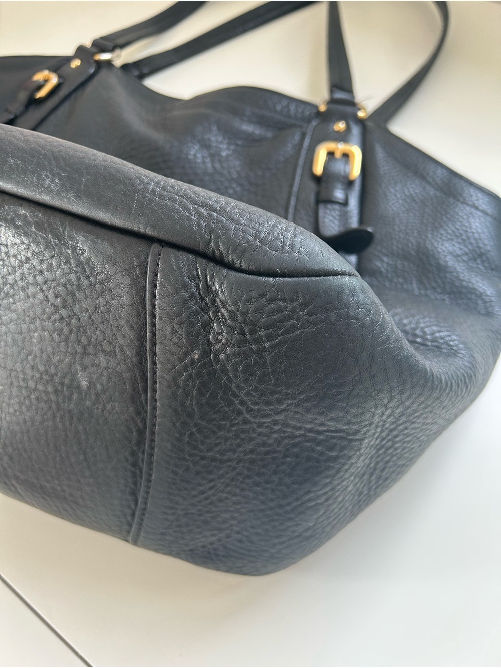 Prada Black Pebbled Leather Tote with Gold Hardware - Picture 13 of 14